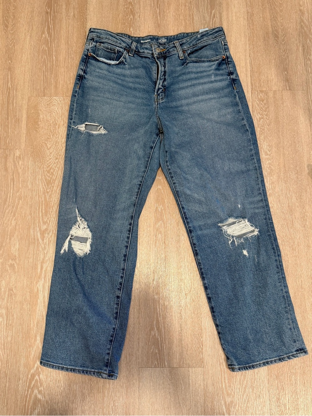 Old Navy Women's Boyfriend Ripped Jeans - Dark Blue